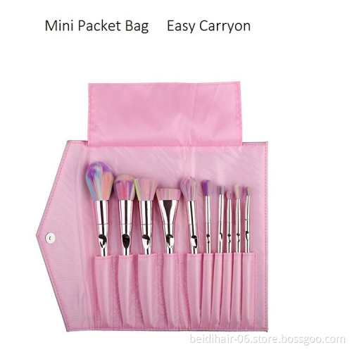10pcs Cosmetic Brush Pink Cosmetic Makeup Brush Set with Bag